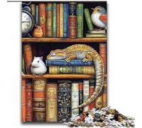 Jigsaw Puzzles 2000 Pieces for Adults Teens Chameleon on Bookshelf Educational Games Home Decoration Birthday Present, Gifts for Age 14+ 70x100cm