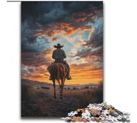 Jigsaw Puzzles 2000 Pieces for Adults Teens Cowboys at Sunset,Learning Educational Toys Family Games Educational Game for Birthday,Chrismas 70X100cm