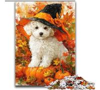Jigsaw Puzzles 2000 Pieces for Adults Teens Golden Retriever Halloween Stress Reliever Difficult Challenge with Matching Poster And Trivia Sheet 70x100cm