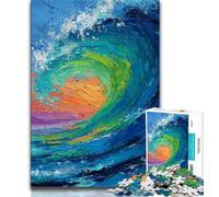 Jigsaw Puzzles 2000 Pieces for Adults Teens Ocean Waves Oil Painting,Challenging Game And Family Play Educational Game for Birthday,Chrismas 70x100cm