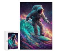 Jigsaw Puzzles 300 PCS Astronaut Surfing Galaxy Wave Jigsaws for Adults Puzzle But Fun And Humorous Every Piece Is Unique - Family Fun & Game Night 300 PCS