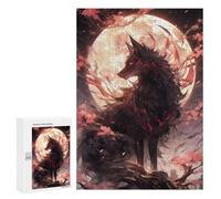 Jigsaw Puzzles 300 PCS Black Sakura Kitsune Teenagers Puzzles Relax Games Difficult Challenge Unique Birthday And Xmas Gifts 300 PCS