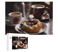 Jigsaw Puzzles 300 PCS Bread on White Plate Wooden Puzzle Personalized Picture Puzzle Family Decoration Puzzles for Adults Challenging Puzzle Family Wedding Graduation Present