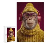 Jigsaw Puzzles 300 PCS Charming Chimpanzee in Knitwear Jigsaw for Teenagers Improve Memory Difficult And Challenge Brainteaser Family Games 300 PCS