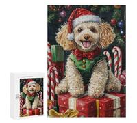 Jigsaw Puzzles 300 PCS Christmas Poodle with Presents-3 Jigsaws for Adults Puzzle But Fun And Humorous Every Piece Is Unique - Family Fun & Game Night 300 PCS