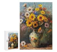 Jigsaw Puzzles 300 PCS Colorful Sunflower Bouquet Vase Jigsaw for Teenagers Improve Memory Difficult And Challenge Brainteaser Family Games 300 PCS