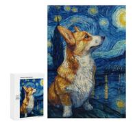 Jigsaw Puzzles 300 PCS Corgi Night Sky Painting Jigsaws for Adults Puzzle Pattern Assembly Educational Challenge Birthday And Unique Gifts 300 PCS