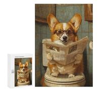 Jigsaw Puzzles 300 PCS Corgi Reading Newspaper on Toilet-2 Jigsaw for Teenagers Improve Memory Difficult And Challenge Brainteaser Family Games 300 PCS