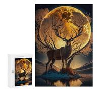 Jigsaw Puzzles 300 PCS Deer Moon Landscape Teenagers Puzzles Relax Games Difficult Challenge Unique Birthday And Xmas Gifts 300 PCS