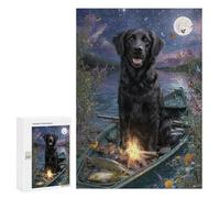 Jigsaw Puzzles 300 PCS Dog in Boat with Fire And Fish Jigsaw for Teenagers Improve Memory Difficult And Challenge Brainteaser Family Games 300 PCS