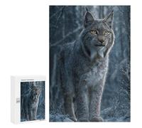 Jigsaw Puzzles 300 PCS Eurasian Lynx in Winter Forest Jigsaw for Teenagers Improve Memory Difficult And Challenge Brainteaser Family Games 300 PCS