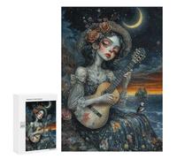 Jigsaw Puzzles 300 PCS Fantasy Guitarist Moonlit Scene Jigsaw for Teenagers Improve Memory Difficult And Challenge Brainteaser Family Games 300 PCS