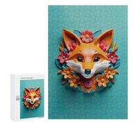 Jigsaw Puzzles 300 PCS for Adults 3D Fox Floral Art Puzzles for Adults Fun Games Staycation Kill Time for Birthday, Chrismas 300 PCS