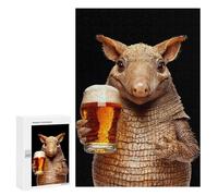 Jigsaw Puzzles 300 PCS for Adults Armadillo with Beer Jigsaw for Adults Anti-Stress Toys A Work of Art Great Gift for Gaming 300 PCS