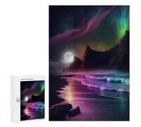 Jigsaw Puzzles 300 PCS for Adults Aurora Beach Night Adult Jigsaw Puzzle Toy Wall Decor Analysis And Logic Challenging To Complete 300 PCS