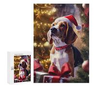 Jigsaw Puzzles 300 PCS for Adults Beagle Christmas Puzzles for Adults Family Games Difficult Hard for Birthday, Chrismas 300 PCS