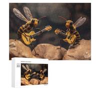 Jigsaw Puzzles 300 PCS for Adults Bees Rock And Roll Band Puzzles for Adults Family Games Difficult Hard for Birthday, Chrismas 300 PCS
