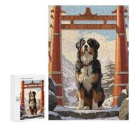 Jigsaw Puzzles 300 PCS for Adults Bernese Mountain Dog Japan Puzzle for Adults Anti-Stress Toys Enhance Memory Great Gift for Gaming 300 PCS