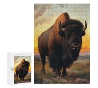 Jigsaw Puzzles 300 PCS for Adults Bison at Sunset Adult Jigsaw Puzzle Toy Wall Decor Analysis And Logic Challenging To Complete 300 PCS