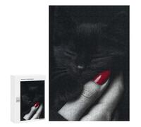 Jigsaw Puzzles 300 PCS for Adults Black Kitten in Hand Teenagers Puzzles Hands-on Game Precision Cutting Help The Brain Exercise 300 PCS