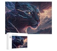 Jigsaw Puzzles 300 PCS for Adults Black Panther with Lightning Energy -1 Puzzle for Adults Anti-Stress Toys Enhance Memory Great Gift for Gaming 300 PCS