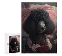 Jigsaw Puzzles 300 PCS for Adults Black Poodle Kimono Puzzles for Adults Family Games Difficult Hard for Birthday, Chrismas 300 PCS