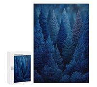 Jigsaw Puzzles 300 PCS for Adults Blue Pine Forest at Night Puzzles for Adults Family Games Difficult Hard for Birthday, Chrismas 300 PCS