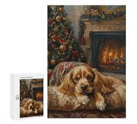 Jigsaw Puzzles 300 PCS for Adults Cavalier King Charles Spaniel Christmas Painting Adult Jigsaw Puzzle Toy Wall Decor Analysis And Logic Challenging To Complete 300 PCS