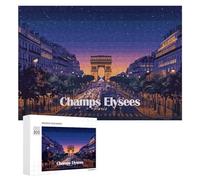 Jigsaw Puzzles 300 PCS for Adults Champs Elysees Paris Night Scene Puzzles for Adults Family Games Difficult Hard for Birthday, Chrismas 300 PCS