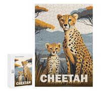 Jigsaw Puzzles 300 PCS for Adults Cheetah Mother And Cub Puzzles for Adults Fun Games Staycation Kill Time for Birthday, Chrismas 300 PCS