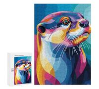 Jigsaw Puzzles 300 PCS for Adults Colorful Otter Portrait Jigsaw for Adults Anti-Stress Toys A Work of Art Great Gift for Gaming 300 PCS