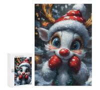 Jigsaw Puzzles 300 PCS for Adults Cute Christmas Reindeer Funny Adult Jigsaw Puzzle Toy Wall Decor Analysis And Logic Challenging To Complete 300 PCS