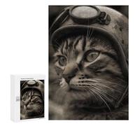 Jigsaw Puzzles 300 PCS for Adults Cute Kitten at Arms WW2 Adult Jigsaw Puzzle Toy Wall Decor Analysis And Logic Challenging To Complete 300 PCS