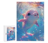 Jigsaw Puzzles 300 PCS for Adults Cute Pink Dolphin Underwater Teenagers Puzzles Hands-on Game Precision Cutting Help The Brain Exercise 300 PCS