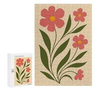 Jigsaw Puzzles 300 PCS for Adults Delicate Pink Floral Illustration - Elegant Botanical Wall Art for Nature Lovers Adult Puzzles Family Games Hand Speed Race Gifts for Friends And Family 300 PCS