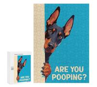 Jigsaw Puzzles 300 PCS for Adults Doberman Peeking Are You Poopoing Puzzles for Adults Fun Games Staycation Kill Time for Birthday, Chrismas 300 PCS