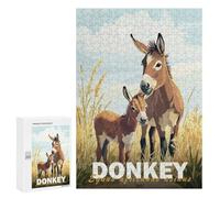 Jigsaw Puzzles 300 PCS for Adults Donkey Family Portrait Teenagers Puzzles Hands-on Game Precision Cutting Help The Brain Exercise 300 PCS