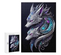Jigsaw Puzzles 300 PCS for Adults Dual Spirit Foxes Adult Jigsaw Puzzle Toy Wall Decor Analysis And Logic Challenging To Complete 300 PCS