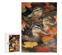 Jigsaw Puzzles 300 PCS for Adults Ducks in Autumn Leaves Jigsaws for Adults Puzzle Family Activities Challenging To Complete Learning Educational Toys 300 PCS