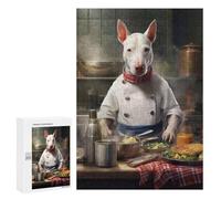 Jigsaw Puzzles 300 PCS for Adults English Bull Terrier Chef Jigsaw for Adults Anti-Stress Toys A Work of Art Great Gift for Gaming 300 PCS