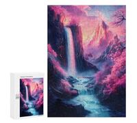 Jigsaw Puzzles 300 PCS for Adults Fantasy Waterfall Landscape Cherry Blossom Puzzles for Adults Fun Games Staycation Kill Time for Birthday, Chrismas 300 PCS