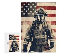 Jigsaw Puzzles 300 PCS for Adults Firefighter USA Flag Puzzles for Adults Fun Games Staycation Kill Time for Birthday, Chrismas 300 PCS