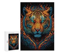 Jigsaw Puzzles 300 PCS for Adults Flame Tiger Portrait -1 Jigsaw for Adults Anti-Stress Toys A Work of Art Great Gift for Gaming 300 PCS