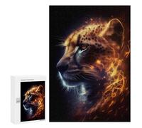 Jigsaw Puzzles 300 PCS for Adults Flaming Cheetah Portrait Adult Jigsaw Puzzle Toy Wall Decor Analysis And Logic Challenging To Complete 300 PCS