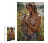 Jigsaw Puzzles 300 PCS for Adults Floral Fantasy with Rabbit Jigsaws for Adults Puzzle Family Activities Challenging To Complete Learning Educational Toys 300 PCS