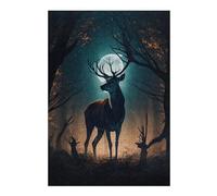 Jigsaw Puzzles 300 PCS for Adults Forest Deer Under Moonlight Adult Jigsaw Toy Wall Decor Difficult Challenge Great Gift for Gaming 300 PCS