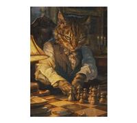 Jigsaw Puzzles 300 PCS for Adults Funny Cat Playing Chess Adult Jigsaw Toy Wall Decor Difficult Challenge Great Gift for Gaming 300 PCS