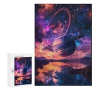 Jigsaw Puzzles 300 PCS for Adults Galactic Reflections Saturn's Majesty Over Water -1 Jigsaws for Adults Puzzle Family Activities Challenging To Complete Learning Educational Toys 300 PCS