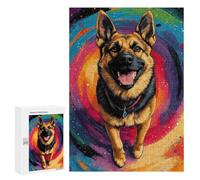 Jigsaw Puzzles 300 PCS for Adults German Shepherd Galaxy Puzzles for Adults Fun Games Staycation Kill Time for Birthday, Chrismas 300 PCS