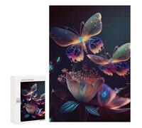 Jigsaw Puzzles 300 PCS for Adults Glowing Butterfly Garden Jigsaw for Adults Anti-Stress Toys A Work of Art Great Gift for Gaming 300 PCS
